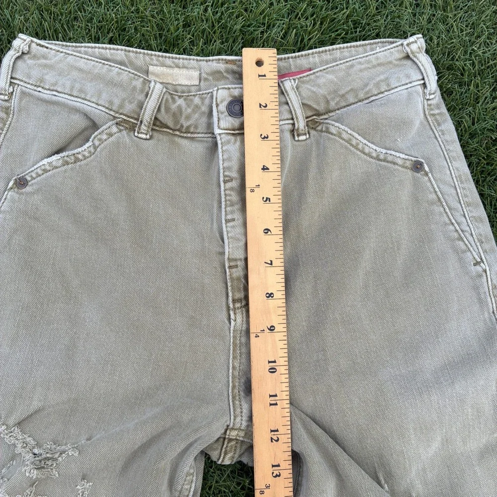 Pilcro Anthropologie 28x26 Distressed Barrel Leg Carpenter Jeans Bow Boyfriend